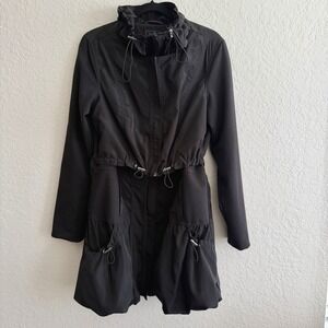 Ubu Coat Artsy Jacket Large Black Bubble Hem Packable Travel Chic Whimsy Unique